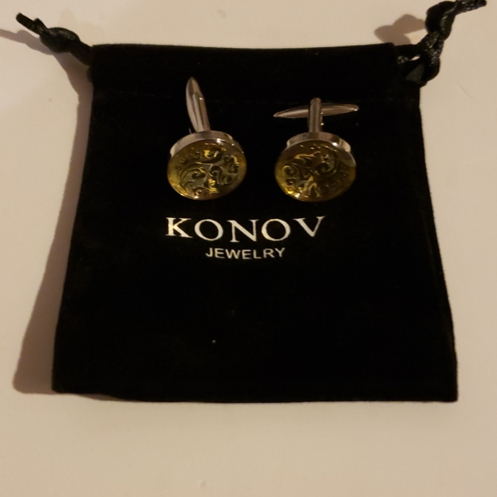 KONOV	Men's Rhodium Cufflinks